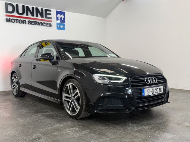 Image for 2019 Audi A3 Saloon **S-LINE **DYNAMIC EDITION**35 TFSI**IRISH CAR**AUDI SERVICE HISTORY**18"DIAMOND CUT ALLOYS**S-LINE HALF LEATHER SEATS**S-LINE FLAT BOTTOM STEERING WHEEL**PERFORATED MULTIFUNCTION STEERING WHEEL*2KEYS
