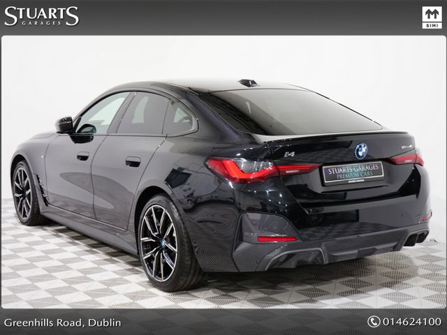Image for 2023 BMW i4 **i4 drive40 WITH PRO PACK** M-SPORT, SAPPHAIRE BLACK METALLIC WITH VERNASCA LEATHER, 19”BI-COLOUR ALLOYS, RED BRAKE CALIPERS, PRIVACY GLASS