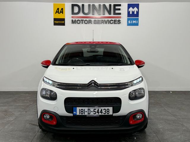 Image for 2018 Citroen C3 **FLAIR MODEL**CONTRAST RED ROOF AND MIRRORS**DIAMOND CUT ALLOYS**7"TOUCH SCREEN MEDIA**ANDROID/APPLE CARPLAY**LANE DEPARTURE WARNING**REVERSE CAMERA**LED DAYTIME RUNNING LIGHTS**DIGITAL CLIMATE**