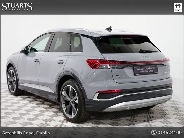 Image for 2025 Audi Q4 e-tron *S/LINE 45 – BIGGER BATTERY* Q4 E-TRON SLINE SUV: PEBBLE GREY WITH FULL BLACK LEATHER, 20” ALLOYS, HEATED SEATS, REVERSING CAMERA