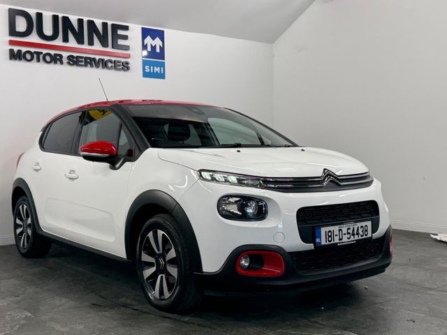 Image for 2018 Citroen C3 **FLAIR MODEL**CONTRAST RED ROOF AND MIRRORS**DIAMOND CUT ALLOYS**7"TOUCH SCREEN MEDIA**ANDROID/APPLE CARPLAY**LANE DEPARTURE WARNING**REVERSE CAMERA**LED DAYTIME RUNNING LIGHTS**DIGITAL CLIMATE**