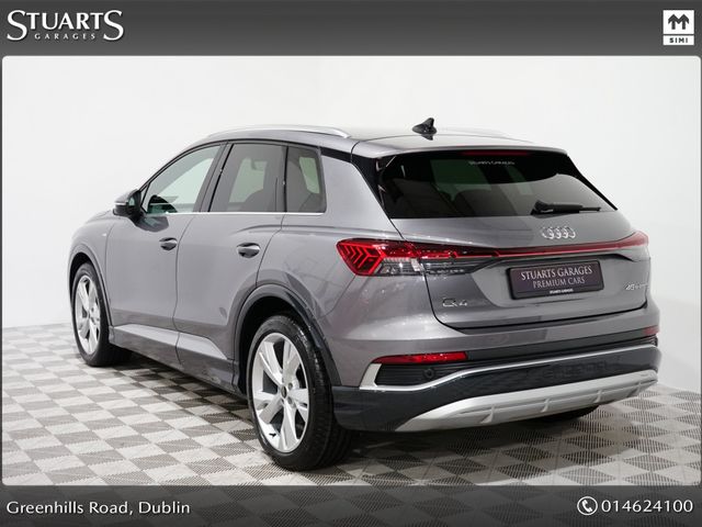 Image for 2025 Audi Q4 e-tron *S/LINE 45 – BIGGER BATTERY* Q4 E-TRON SLINE SUV: TYPHOON GREY METALLIC WITH FULL BLACK LEATHER, 20” ALLOYS, HEATED SEATS, REVERSING CAMERA