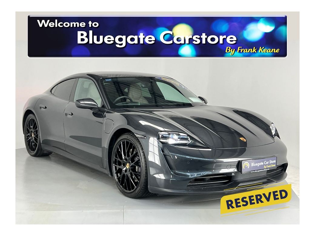 Image for 2022 Porsche Taycan 4X2**PANORAMIC GLASS ROOF**NEW 21"GLOSS BLACK ALLOYS**FULL LEATHER INTERIOR**FRONT HEATED ELECTRIC SEATS**TOUCH SCREEN INFOTAINMENT**APPLE CARPLAY**REVERSE CAMERA**PARKING SENSORS**ELECTRIC TAILGATE**