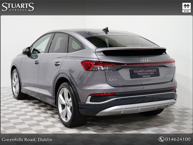 Image for 2025 Audi Q4 e-tron *S/LINE SPORTBACK 45 – BIGGER BATTERY* Q4 E-TRON SLINE SUV: TYPHOON GREY METALLIC WITH FULL BLACK LEATHER, 20” ALLOYS, HEATED SEATS, REVERSING CAMERA