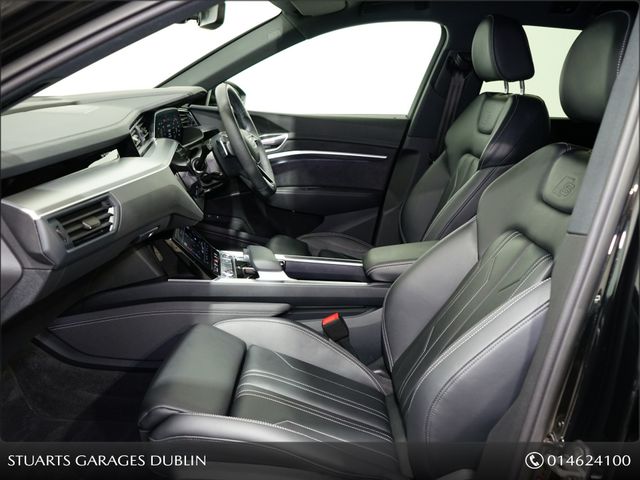 Image for 2024 Audi Q8 e-tron Q8 50 E-TRON QUATTRO S/LINE: MYTHOS BLACK WITH BLACK VOLCONA QUILTED LEATHER, 21” DIAMOND CUT ALLOYS, FULL ELECTRIC SEATS WITH MEMORY, HEATED FRONT SEATS