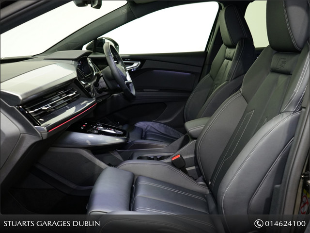 Image for 2025 Audi Q4 e-tron *252D S/LINE 45 – BIGGER BATTERY* Q4 E-TRON SLINE SUV: MYTHOS BLACK METALLIC WITH FULL BLACK LEATHER, 20” ALLOYS, HEATED SEATS, REVERSING CAMERA
