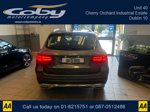 Image for 2018 Mercedes-Benz GLC Class 220 D 4MATIC 5DR AUTO. Pristine Irish Car 2 Keys, 19'' Alloy Wheels, Leather Heated Seats, Dual Climate, Bluetooth, Parking Sensors, Cruise Control, MFSW, Full Electrics and much more.