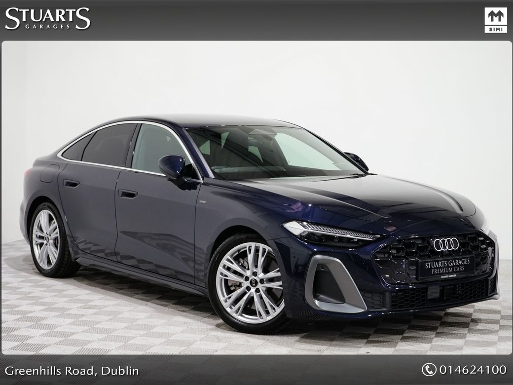 Image for 2026 Audi A5 **ONLY 400KM** A5 S/LINE QUATTRO TFSIe PHEV. FIRMAMENT BLUE METALLIC WITH FULL BLACK LEATHER, 19” ALLOYS, 25.9kw BATTERY GIVING 110KM OF EV RANGE 