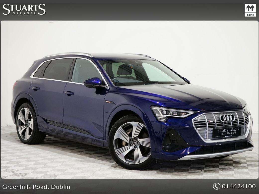 Image for 2023 Audi e-tron E-TRON 55 S LINE QUATTRO: 360 CAMERA, BANG AND OLUFSEN SOUND, NAVARRA BLUE METALLIC WITH BLACK VALCONA LEATHER, 21” DIAMOND CUT ALLOYS
