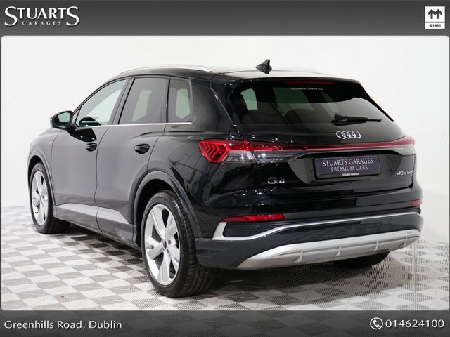 Image for 2024 Audi Q4 e-tron *SOLD DEPOSIT TAKEN*S/LINE 45 – BIGGER BATTERY* Q4 E-TRON SLINE SUV: MYTHOS BLACK METALLIC WITH FULL BLACK LEATHER, 20” ALLOYS, HEATED SEATS, REVERSING CAMERA
