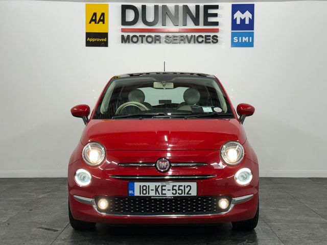 Image for 2018 Fiat 500 **LOUNGE MODEL**PAN ROOF **TOUCHSCREEN MEDIA UNIT**15"" POLISHED SILVER ALLOY WHEELS**1.2 PETROL**CREAM LEATHER&GREY CLOTH TWO TONE UPHOLSTERY**WARRANTY**FINANCE**