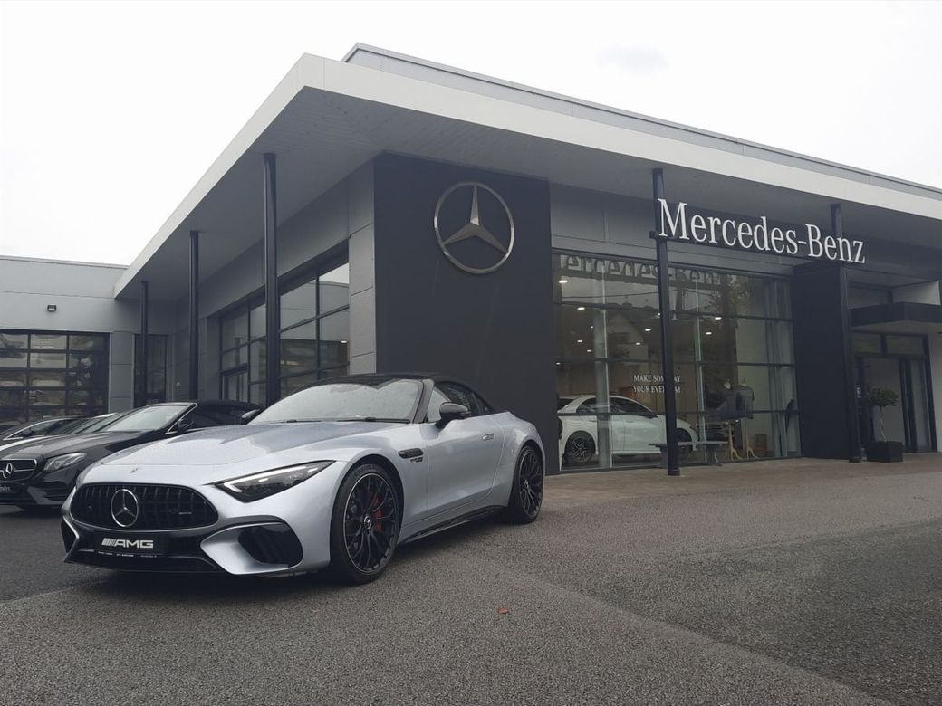 Image for 2023 Mercedes-Benz SL Class AMG SL55 V8 Bi-Turbo 4Matic Premium Plus--Upgraded Alloy Wheels, Night Pack, Burmester Sound, Memory Seats, Heads-Up Display, Carbon Trim, and More