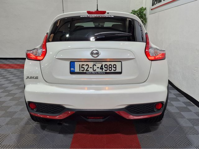 Image for 2015 Nissan Juke 1.2 SV (RED EXT & INT PACK) 6 SPEED MANUAL **ORIGINAL IRISH CAR / VERY LOW MILEAGE / 18" ALLOYS / BLUETOOTH / CRUISE CONTROL / KMH SPEEDOMETER / TWO TONE CLOTH INTERIOR / FULL SERVICE RECORD**
