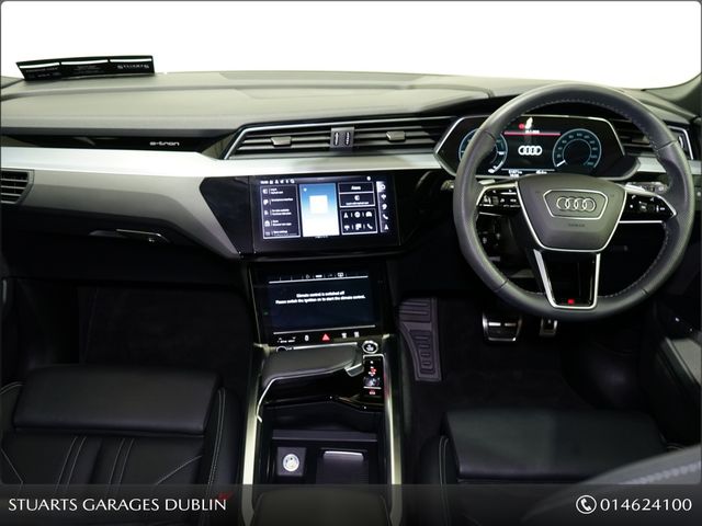 Image for 2024 Audi Q8 e-tron Q8 50 E-TRON QUATTRO S/LINE: MYTHOS BLACK WITH BLACK VOLCONA QUILTED LEATHER, 21” DIAMOND CUT ALLOYS, FULL ELECTRIC SEATS WITH MEMORY, HEATED FRONT SEATS