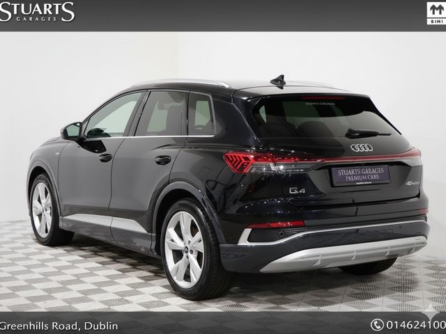 Image for 2024 Audi Q4 e-tron *S/LINE 45 – BIGGER BATTERY* Q4 E-TRON SLINE SUV: MYTHOS BLACK METALLIC WITH FULL BLACK LEATHER, 20” ALLOYS, HEATED SEATS, REVERSING CAMERA