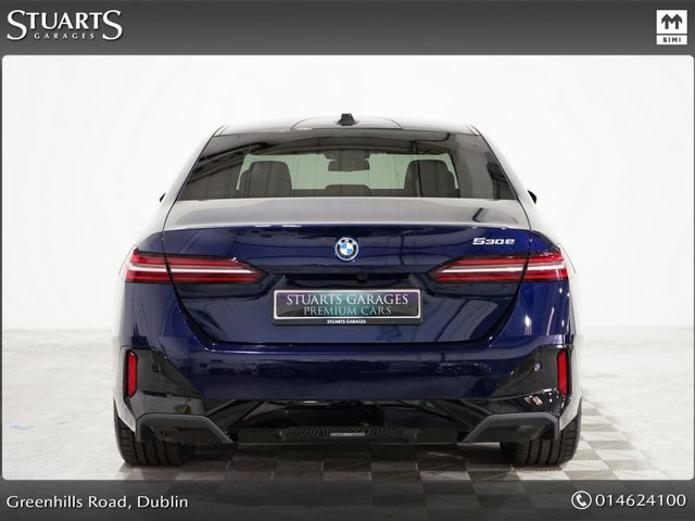Image for 2024 BMW 5 Series 530e M-SPORT PHEV: COMFORT PACK, TANZANITE BLUE WITH BLACK VEGANZA INTERIOR. 20” BI-COLOUR ALLOYS, COMFORT ACCESS