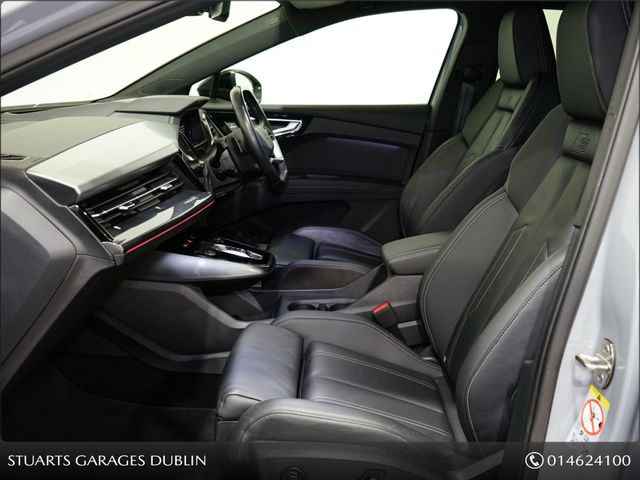 Image for 2025 Audi Q4 e-tron *S/LINE 45 – BIGGER BATTERY* Q4 E-TRON SLINE SUV: PEBBLE GREY WITH FULL BLACK LEATHER, 20” ALLOYS, HEATED SEATS, REVERSING CAMERA