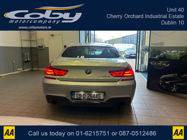 Image for 2013 BMW 6 Series 3.0 6 SERIES M SPORT GRAN COUPE 4DR AUTO. New NCT, Alloy Wheels, Cruise Control, Full Leather, Dual Climate Control, Sat Nav, BT, Full Electrics, Parking Sensors, Heated Seats, MFSW, Handsfree &amp; m