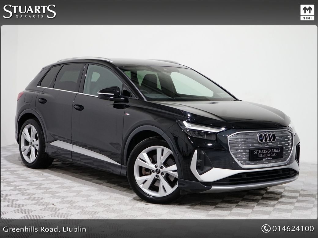 Image for 2024 Audi Q4 e-tron *SOLD DEPOSIT TAKEN*S/LINE 45 – BIGGER BATTERY* Q4 E-TRON SLINE SUV: MYTHOS BLACK METALLIC WITH FULL BLACK LEATHER, 20” ALLOYS, HEATED SEATS, REVERSING CAMERA