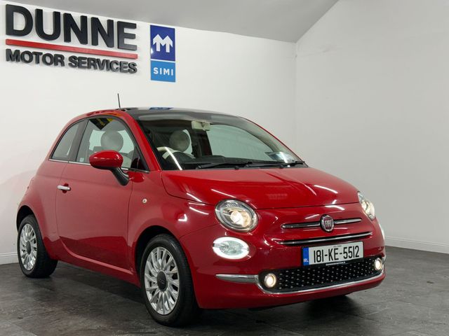 Image for 2018 Fiat 500 **LOUNGE MODEL**PAN ROOF **TOUCHSCREEN MEDIA UNIT**15"" POLISHED SILVER ALLOY WHEELS**1.2 PETROL**CREAM LEATHER&GREY CLOTH TWO TONE UPHOLSTERY**WARRANTY**FINANCE**