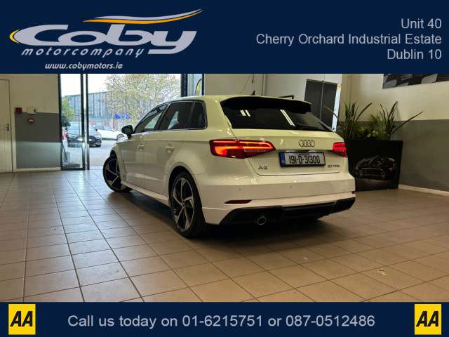 Image for 2019 Audi A3 SPORTBACK 1.0 TFSI 116HP S LINE 4DR 30. New NCT, Alloy Wheels, 2Keys, Sat Nav, Full Electrics, Bluetooth, Half Leather, MFSW, Cruise Control, Reverse Camera, Parking Sensors, Air Conditioning and more