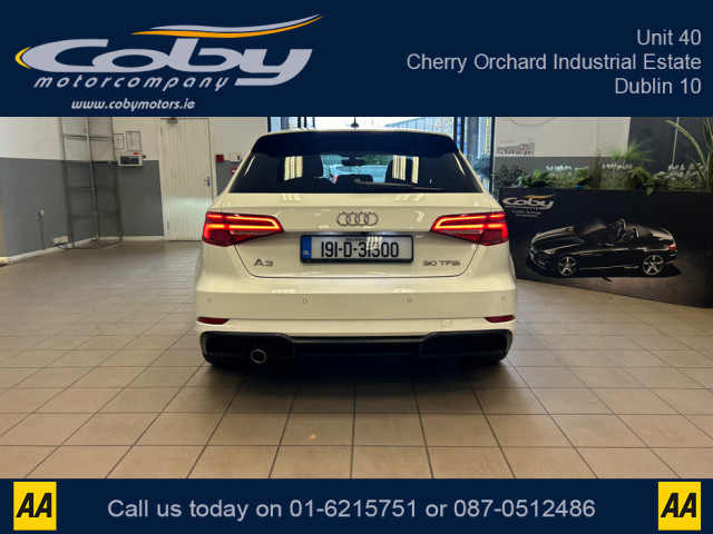 Image for 2019 Audi A3 SPORTBACK 1.0 TFSI 116HP S LINE 4DR 30. New NCT, Alloy Wheels, 2Keys, Sat Nav, Full Electrics, Bluetooth, Half Leather, MFSW, Cruise Control, Reverse Camera, Parking Sensors, Air Conditioning and more