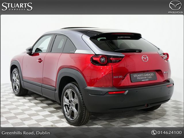 Image for 2021 Mazda MX-30 35.5kwh GT Sport AUTO*SOUL RED CRYSTAL MULTITONE WITH LIGHT MODERN INTERIOR, 360 CAMERA, BOSE SOUND SYSTEM, SUNROOF, KEYLESS, HEADS UP, NAV, TRAFFIC SIGN RECOGNITION, REAR CAMERA, ADAP CRUISE, LANE DE