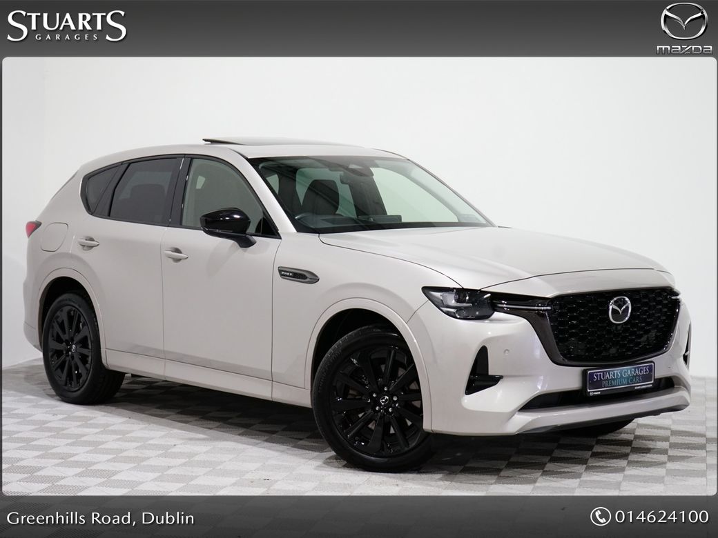 Image for 2025 Mazda CX-60 *HOMURA PLUS PHEV 327ps 8AT AWD*HOMURA PLUS*DRIVERS ASSISTANCE PACK, CONVENIENCE PACK AND PANORAMIC SUNROOF, PLATINUM QUARTZ WITH BLACK LEATHER*