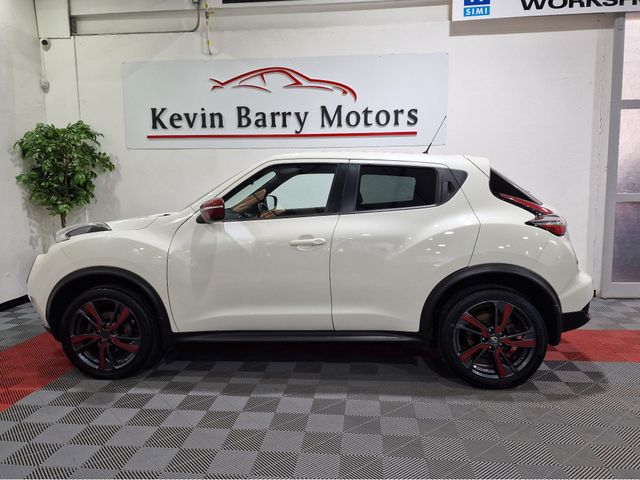 Image for 2015 Nissan Juke 1.2 SV (RED EXT & INT PACK) 6 SPEED MANUAL **ORIGINAL IRISH CAR / VERY LOW MILEAGE / 18" ALLOYS / BLUETOOTH / CRUISE CONTROL / KMH SPEEDOMETER / TWO TONE CLOTH INTERIOR / FULL SERVICE RECORD**