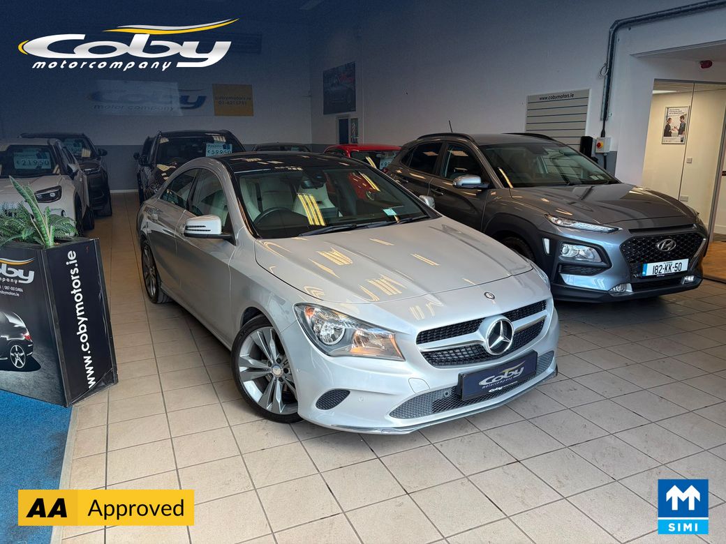 Image for 2017 Mercedes-Benz CLA Class 1.6 180 Urban 4DR Auto. NCT, Full Leather, Panoramic Roof, Alloy Wheels, 2Keys, Cruise Control, Air Conditioning, Electrics, Parking Sensors, MFSW, Handsfree & more.
