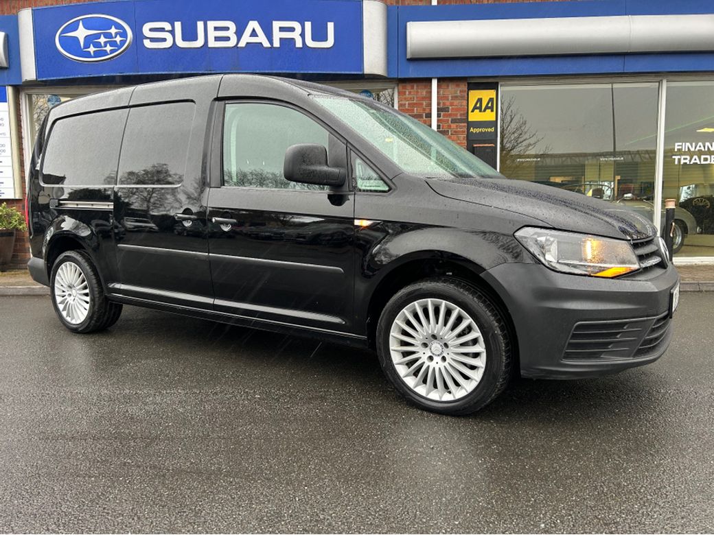 Image for 2020 Volkswagen Caddy LWB {Maxi-6-Door} in Black + Alloys - Rear Panelling Shelving & Bulk Head - CVRT 06-'26 - Fully Serviced with Warranty - Trade-in Welcome -