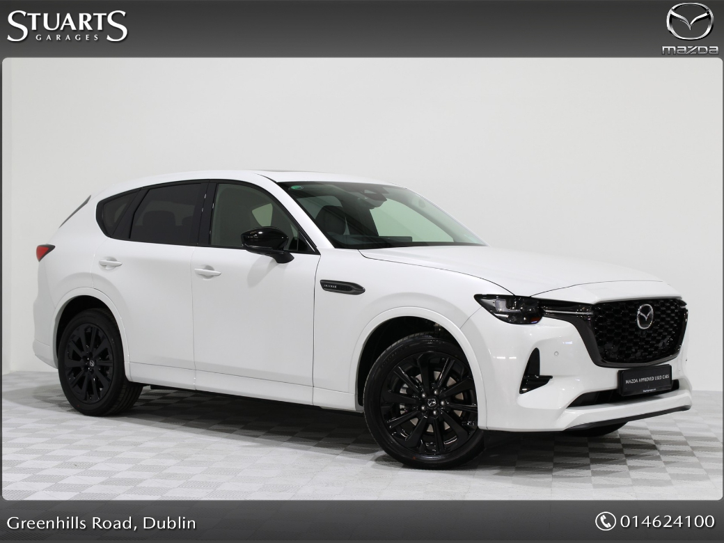 Image for 2023 Mazda CX-60 @MAZDA SOUTH DUBLIN, 3.3 D 254hp AWD *JUST LISTED*HIGH SPEC* HOMURA PLUS*DRIVERS ASSISTANCE PACK, CONVENIENCE PACK AND PANORAMIC SUNROOF, ARTIC WHITE WITH BLACK LEATHER , RADAR CRUISE WITH MAZDA PILOT