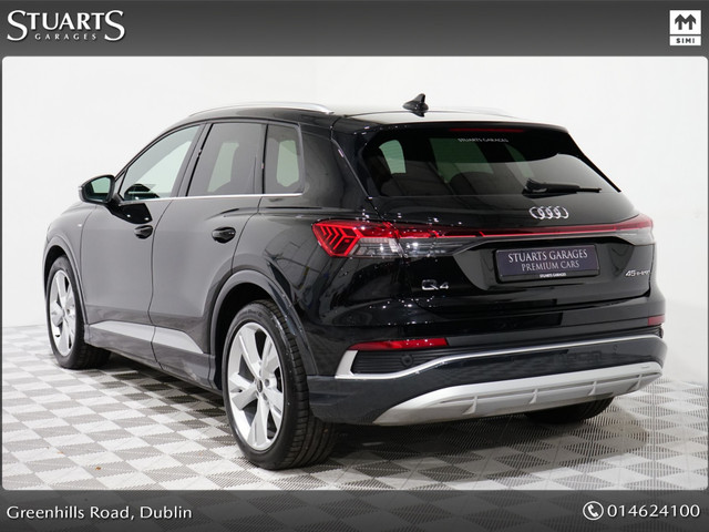 Image for 2025 Audi Q4 e-tron *252D S/LINE 45 – BIGGER BATTERY* Q4 E-TRON SLINE SUV: MYTHOS BLACK METALLIC WITH FULL BLACK LEATHER, 20” ALLOYS, HEATED SEATS, REVERSING CAMERA