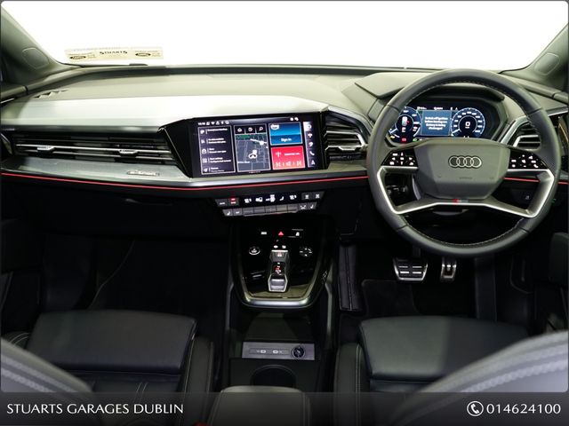 Image for 2025 Audi Q4 e-tron *S/LINE SPORTBACK 45 – BIGGER BATTERY* Q4 E-TRON SLINE SUV: TYPHOON GREY METALLIC WITH FULL BLACK LEATHER, 20” ALLOYS, HEATED SEATS, REVERSING CAMERA